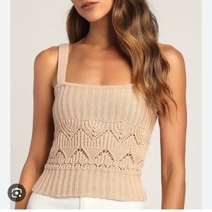 Lulu’s Point for Me Pointelle Knit Tank Top Size M
